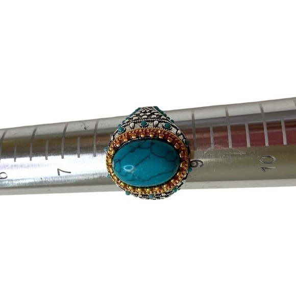 Brand new Turquoise silver plated unisex ring size 8 - Picture 3 of 4